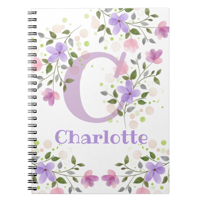 Carnet Première initiale plus le nom Charlotte avec des f (Devant)