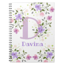 Première initiale plus nom Davina avec des fleurs
