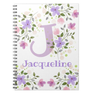 Carnet Première initiale plus prénom Jacqueline avec des