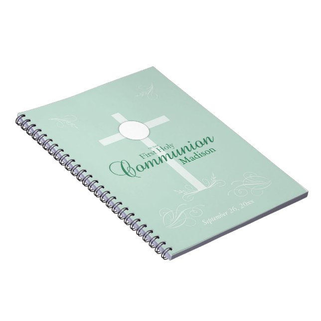 Carnet Première Sainte Communion, écriture en vert doux (Côté Droit)