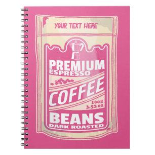 Carnet Premium espresso café haricots rose nourriture pop