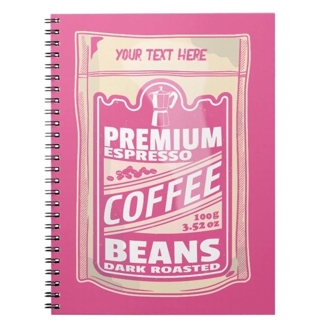 Carnet Premium espresso café haricots rose nourriture pop (Devant)