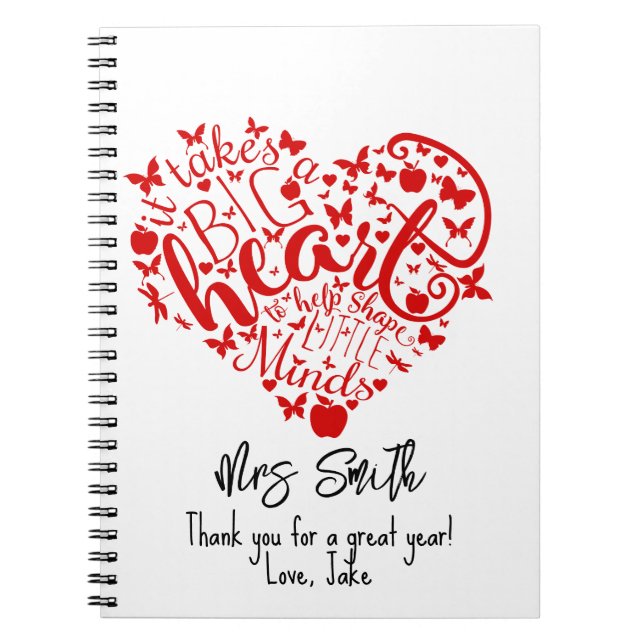 Carnet prendre s grand coeur Enseignant Apple merci carne (Devant)