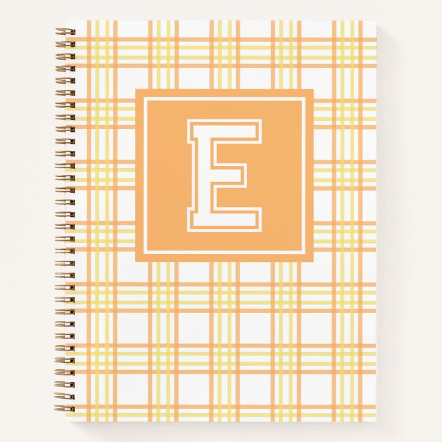 Carnet Préparatoire carreaux monogramme orange jaune (Devant)