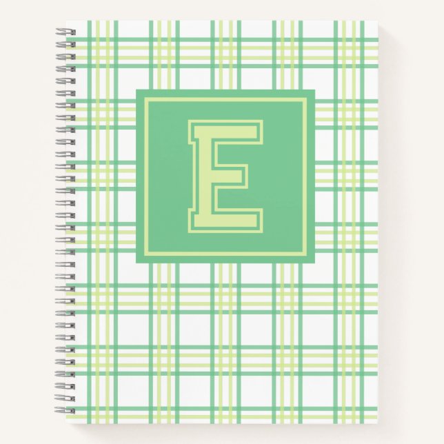 Carnet Préparatoire carreaux monogramme vert lime (Devant)