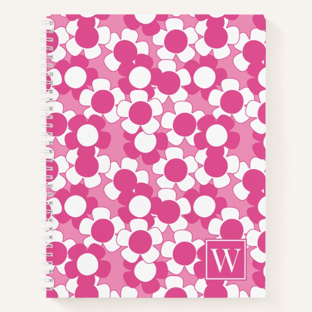 Carnet Préparatoire Daisy Bloom – Rose Chaud & Monogramme (Devant)