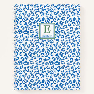 Carnet Preppy Classic Bleu Poster de animal & Monogramme