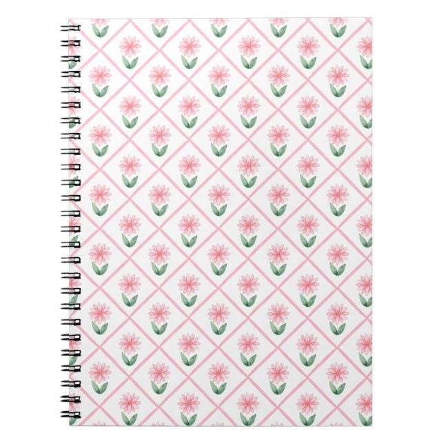 Carnet Preppy floral trellis grandmillenial (Devant)