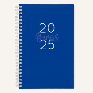 Carnet Preppy NOM Typographie moderne ANNÉE Bleu Blanc Fu