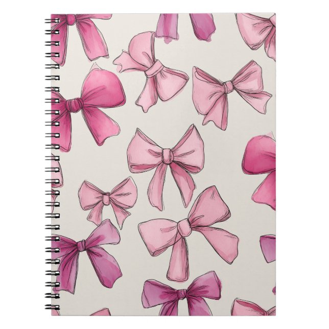 Carnet Preppy rose Whimsical Bow (Devant)