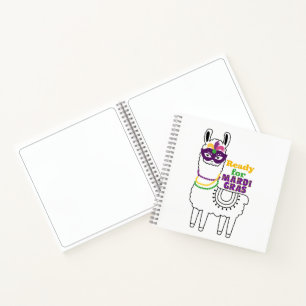 Carnet Prêt pour Mardi Gras mignon perles en lama masque 