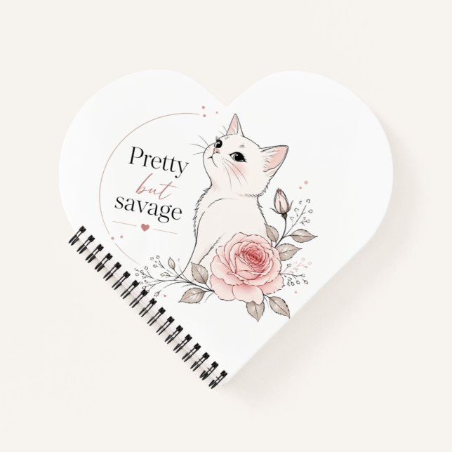 Carnet Pretty But Savage White Cat Rose Notebook (Devant)