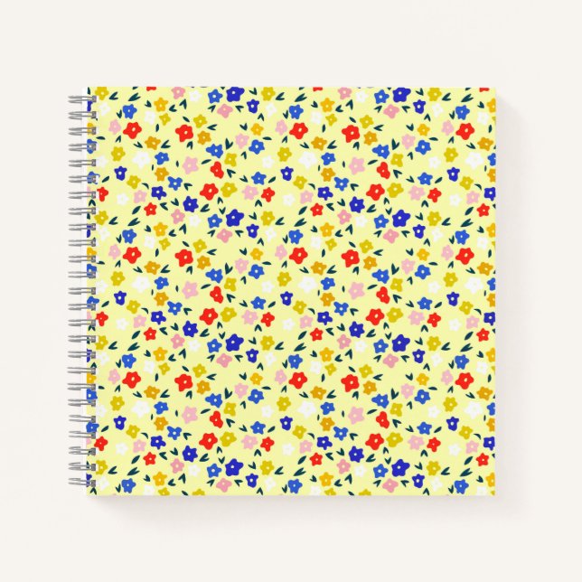 Carnet Pretty Dainty Cute Floral on Pastel Yellow (Devant)
