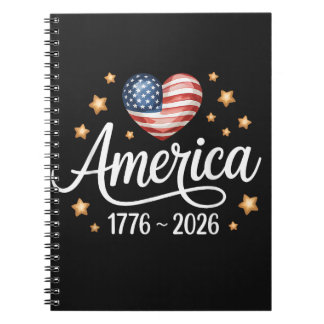 Carnet Pretty Flag Heart 1776-2026 July 4th 250th 