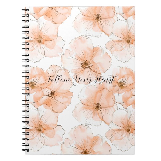 Carnet Pretty Peach Flowers (Devant)