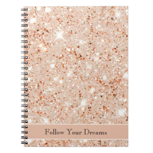 Carnet Pretty Peach Glitter Dreams (Devant)