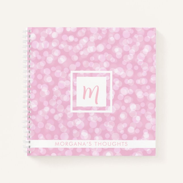 Carnet Pretty Pink Bubbles Monogram Square (Devant)