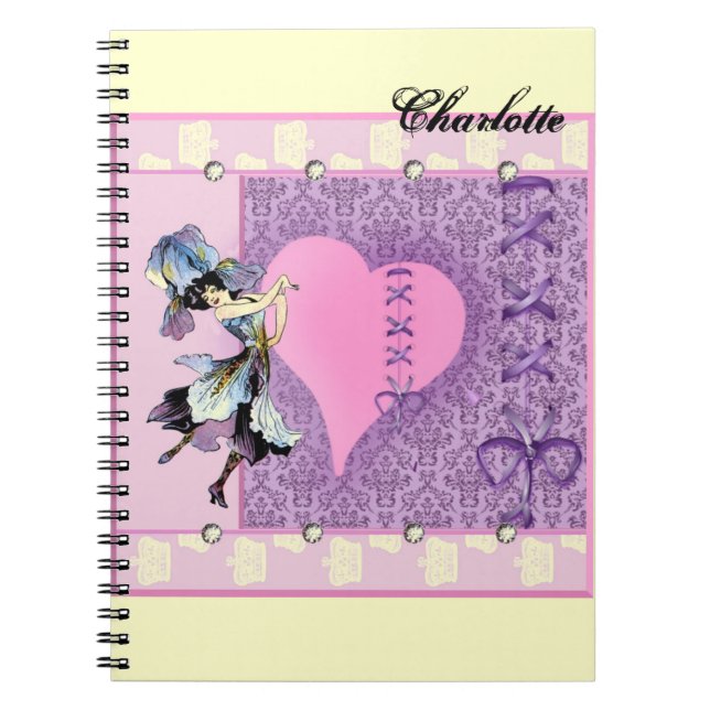 Carnet Pretty Pink Flower Fairy Accessoires - add name (Devant)