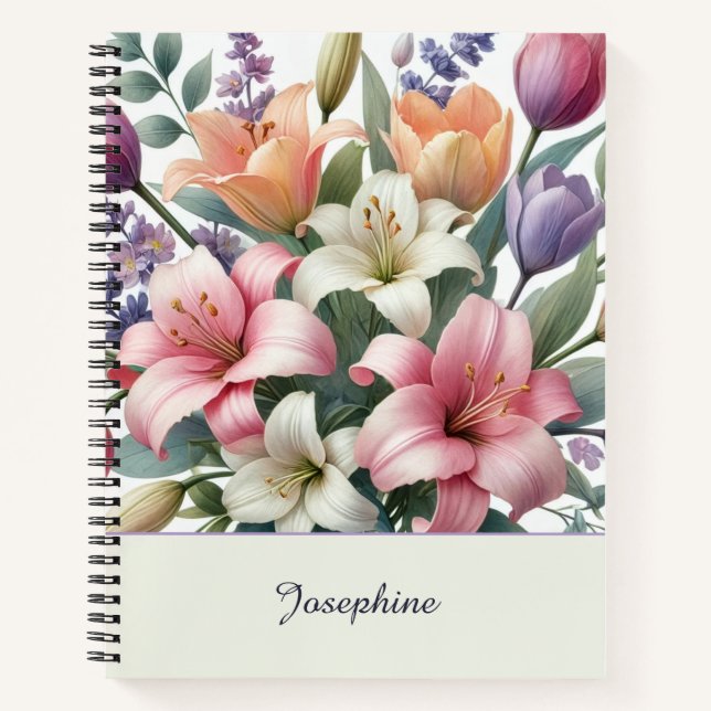 Carnet Pretty Pink Orange Watercolor Floral (Devant)