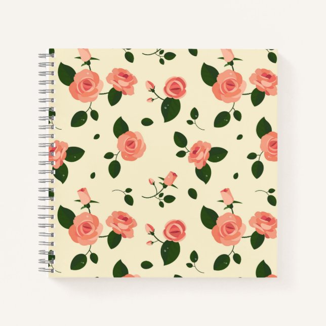 Carnet Pretty Pink Roses Pastel Pink Pattern (Devant)