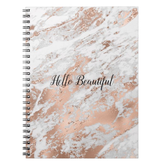 Carnet Pretty Rose Gold White Glitzy Marble (Devant)