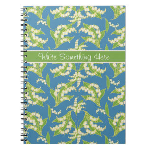 Carnet Pretty Spiral Notebook: Lilies of the Valley, Blue