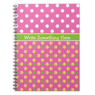 Carnet Primroses sur rose, Jumbo Pois blancs