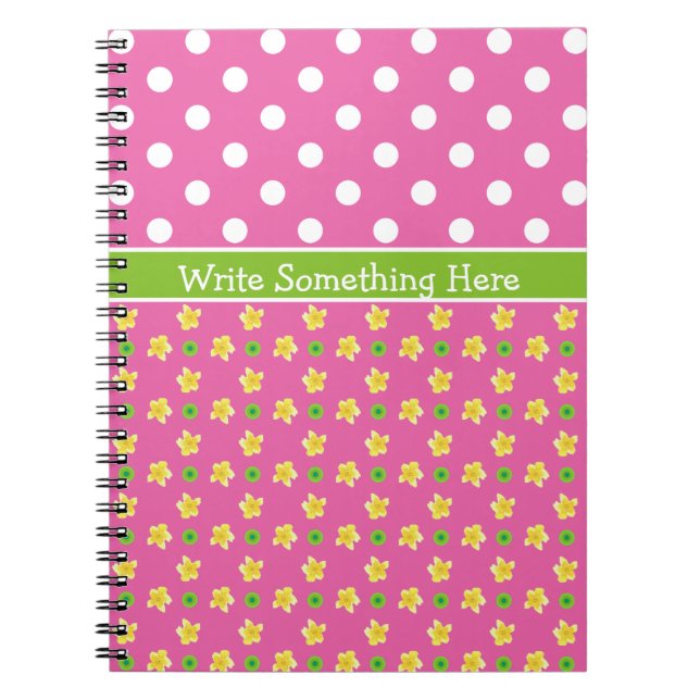 Carnet Primroses sur rose, Jumbo Pois blancs (Devant)