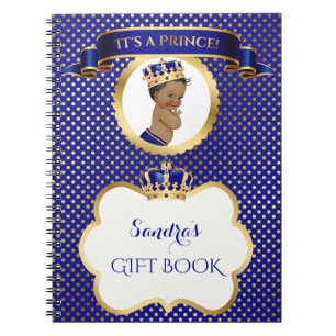 Carnet Prince Afro-Américain Bleu Royal Or Cadeau Invité