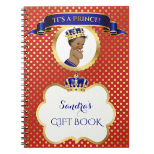 Carnet Prince Afro-Américain Royal Bleu Rouge Or Cadeau