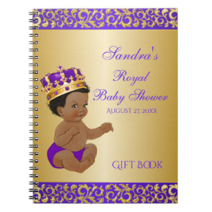 Carnet Prince Afro-Américain Violet Or Cadeau Invité