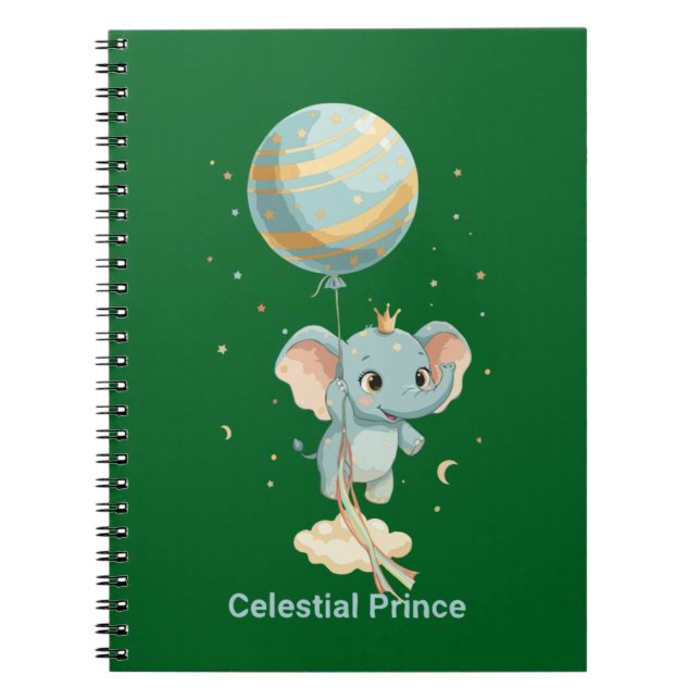Carnet Prince Céleste Mignon Éléphant Ballon Étoiles Infi (Devant)