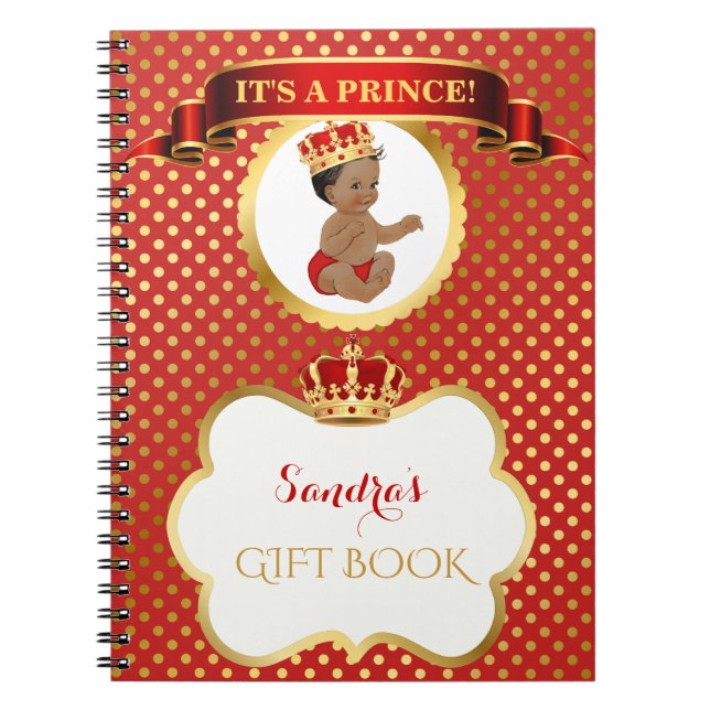 Carnet Prince Royal Red Gold Gift d'Afro-américain (Devant)