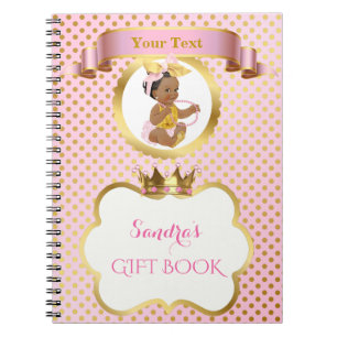 Carnet Princess Baby Girl Big Bow Pink Gold Gift Guest
