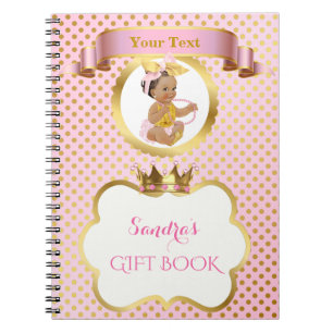 Carnet Princess Baby Girl Bow Rose or cadeau invité