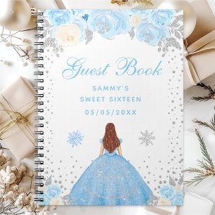Carnet Princesse aux Cheveux Bruns Hiver Bleu Sweet Sixte