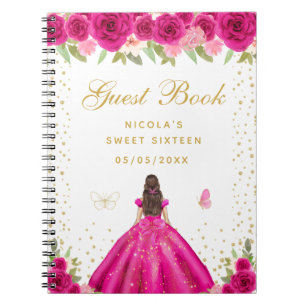 Carnet Princesse aux Cheveux Bruns Rose Chaud Sweet Sixte