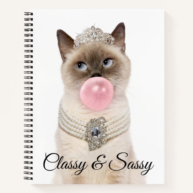 Carnet Princesse Chat soufflant de bulle gomme (Devant)