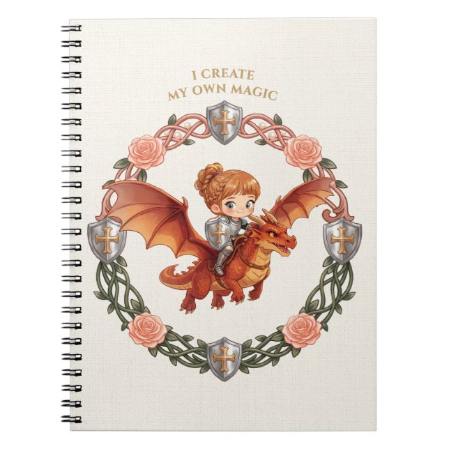 Carnet Princesse Chevalier Fantastique Dragon Esthétique  (Devant)