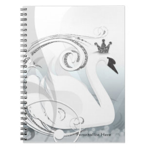 Carnet Princesse cygne argent et blanc élégant personnali
