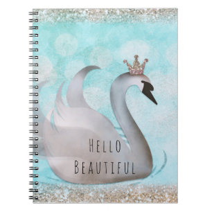 Carnet Princesse cygne faux or paillettes chic conte de f