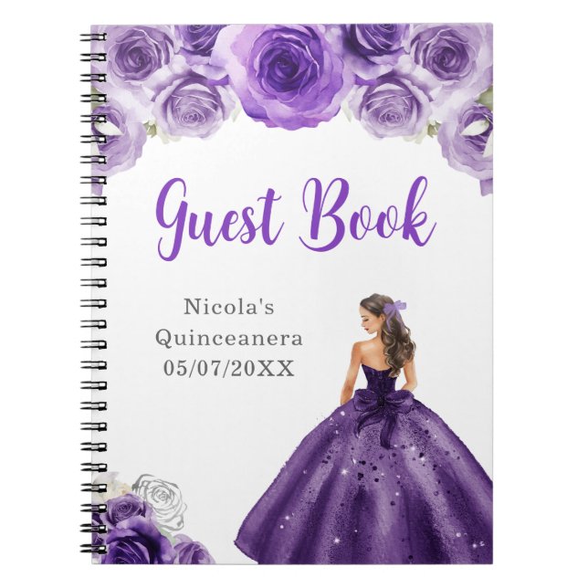 Carnet Princesse dans le violet foncé Quinceanera Guest B (Devant)