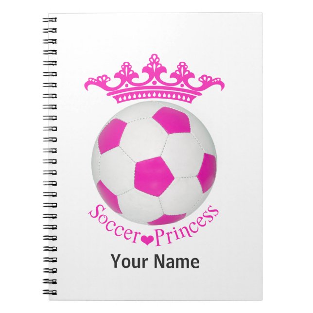 Carnet Princesse de football, balle de football rose (Devant)