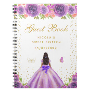 Carnet Princesse Fleurie Violette Peau Foncée Sweet Sixte