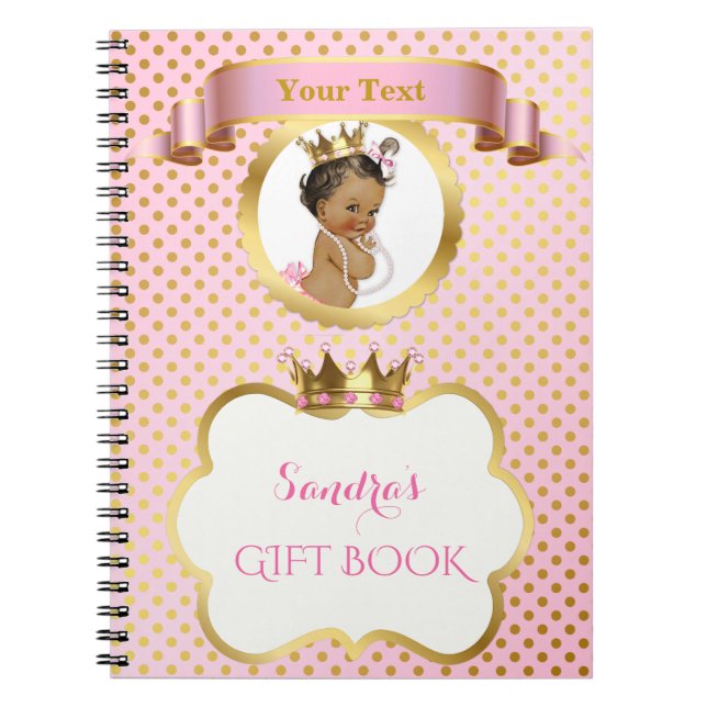 Carnet Princesse Pink Gold Gift Guest d'Afro-américain (Devant)