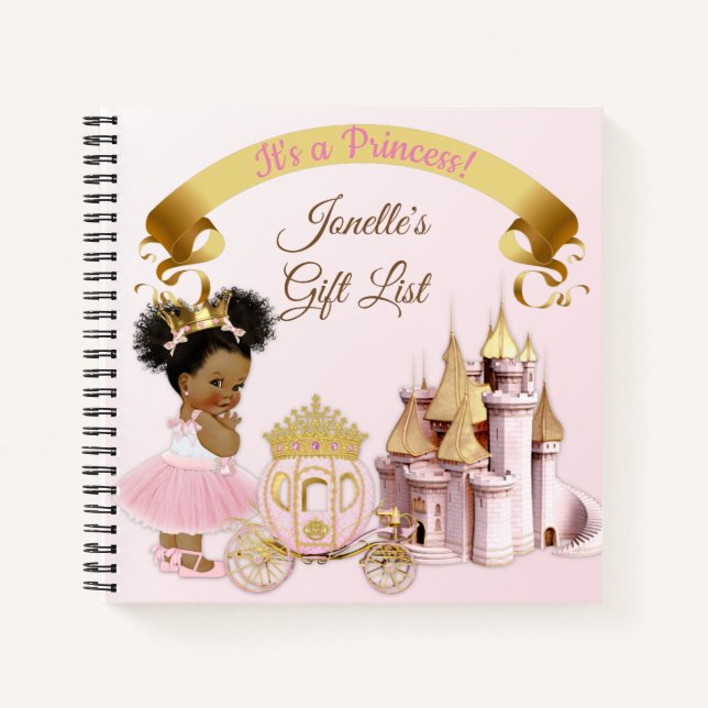 Carnet Princesse Royale Château Carrosse Rose Or Fille (Devant)