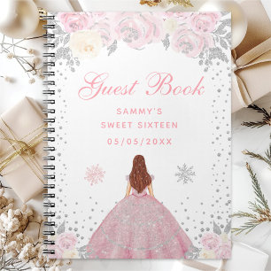 Carnet Princesse Sweet Sixteen Cheveux Brun Hiver Rose