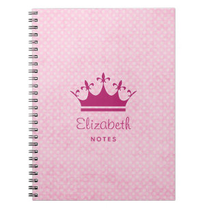 Carnet Princesse Tiara Couronne sur Pois blancs sur rose