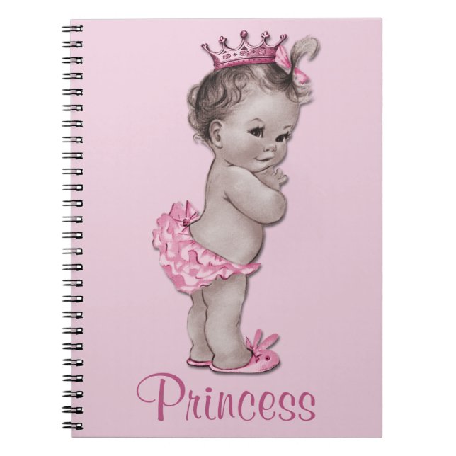 Carnet Princesse vintage Pink Personalized de bébé (Devant)