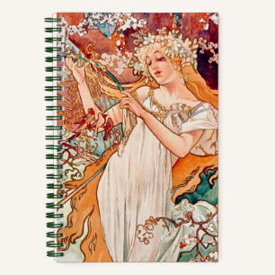 Carnet Printemps Art Nouveau vintage par Alfons Mucha